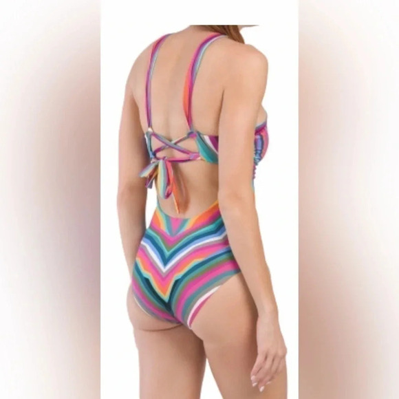 TRINATURK Louvre HighNeck One Piece Swimsuit.Brand New.Size 14.Color Multicolor - Picture 2 of 4